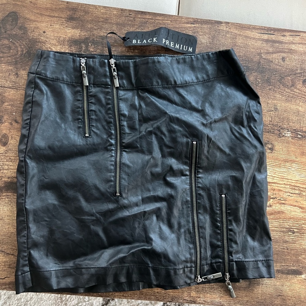 Affliction Black Leather Skirt- Size 8 NWT
